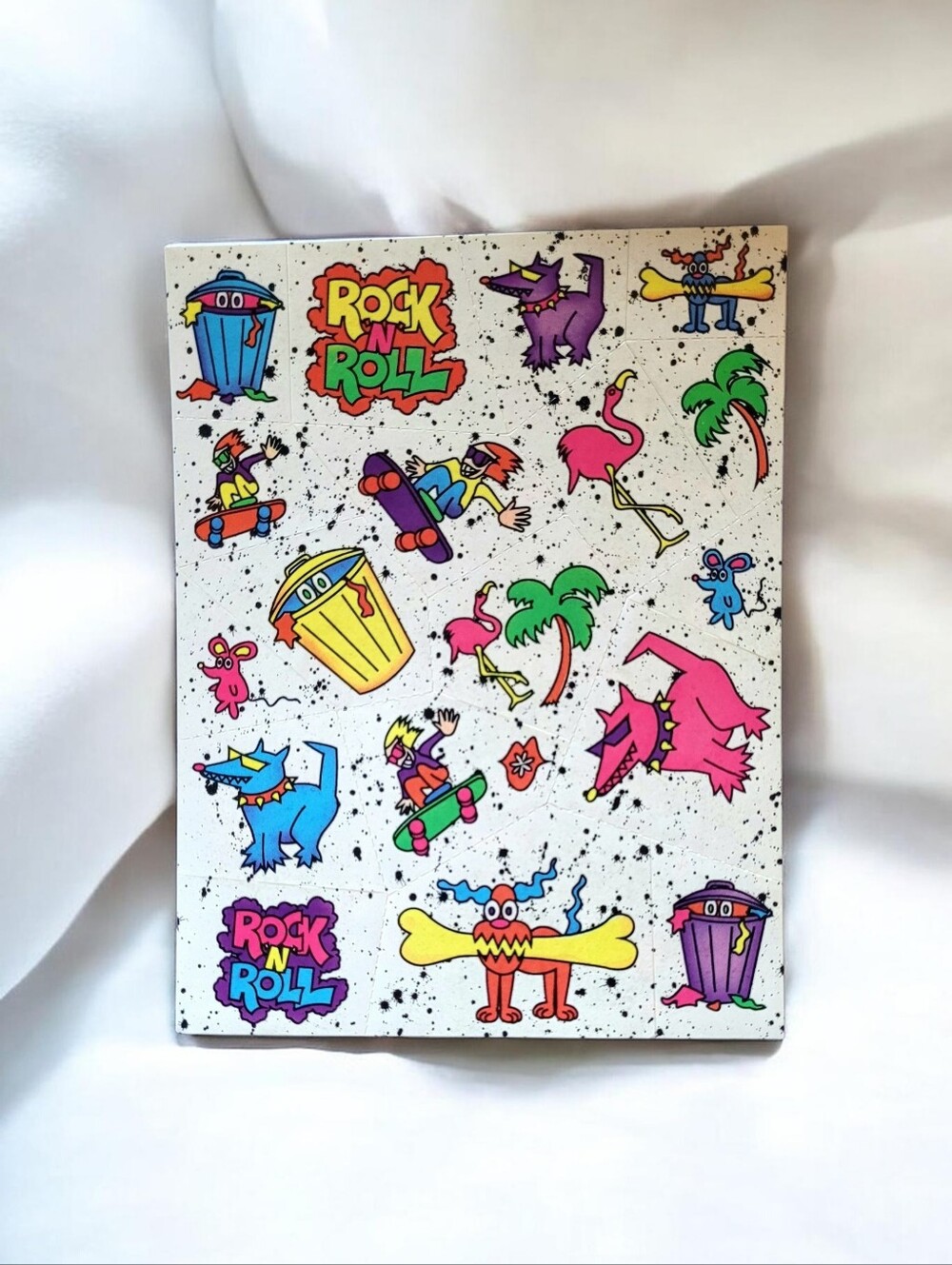 VINTAGE 1989 LISA FRANK "ROCK & ROLL DOG" STICKER SHEET (S127)
